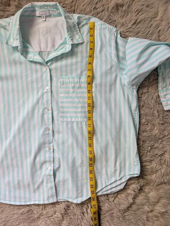 EUC AYR The Deep End Button Down Shirt in Teal Wasabi - Picture 11 of 16
